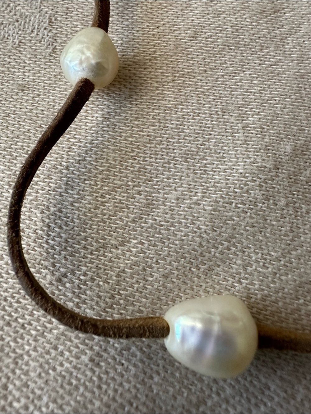 EWD Erika Williner Designs Baroque Pearl Brown Cord Necklace 22” - Picture 4 of 5